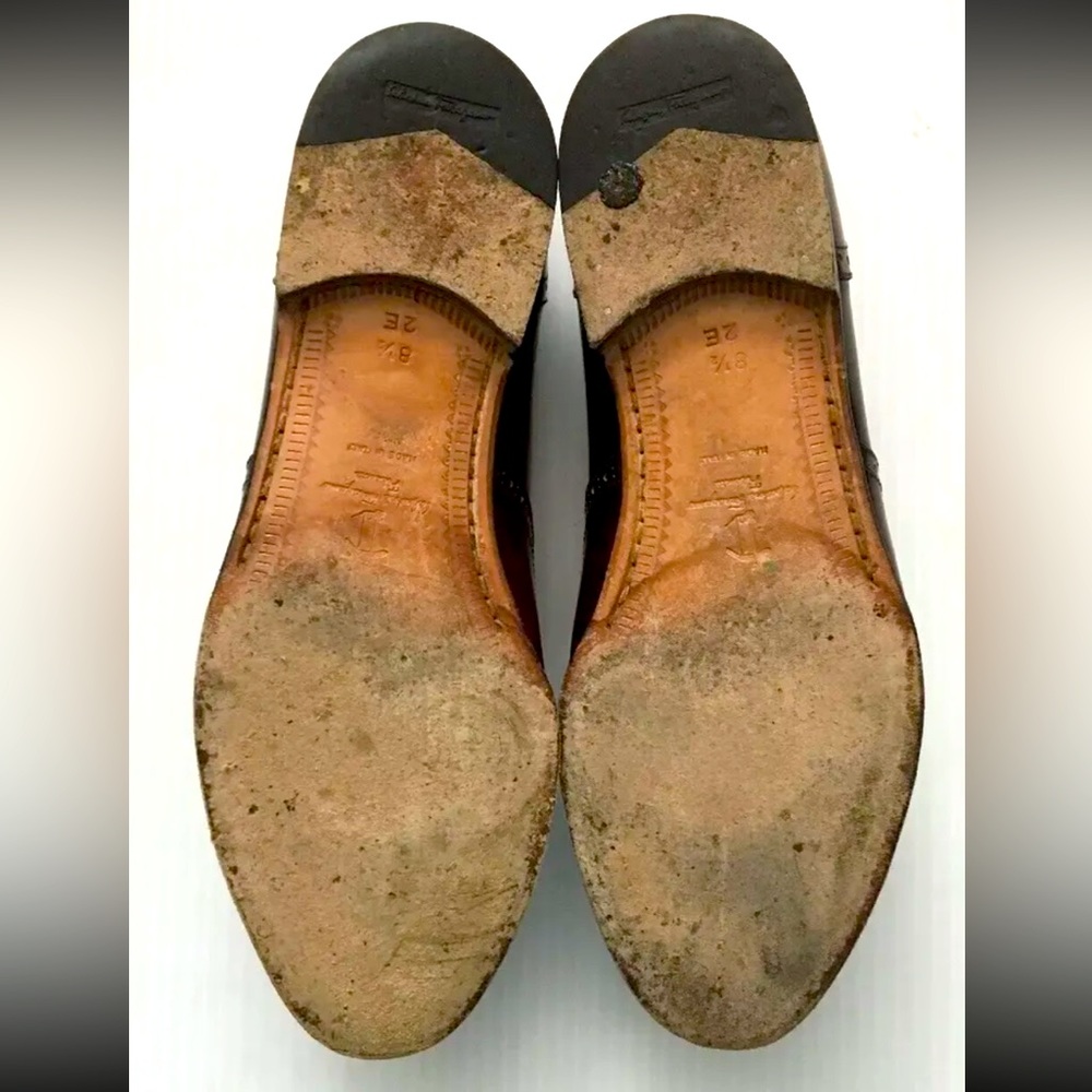 Salvatore Ferragamo Loafers Burgundy Tassel Slip On Shoes SZ 8.5 Made In Italy - Picture 7 of 12